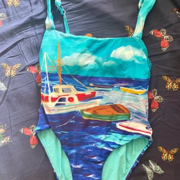 Anthropologie Maeve Chase One-piece boat swimsuit NWOT - Picture 3 of 5